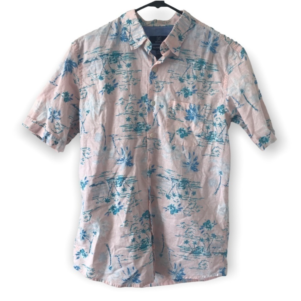 George classic fit 100% pink aloha shirt